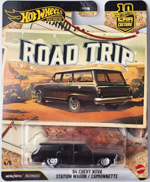Hot Wheels 2026 Premium Road Trip 4/5, '64 Chevy Nova Station Wagon, black
