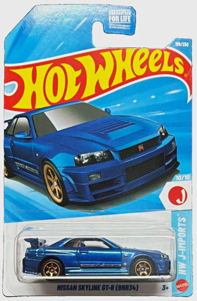 Hot Wheels 2026 #199/250, Nissan Skyline GT-R (BNR34), metalflake bayside blue