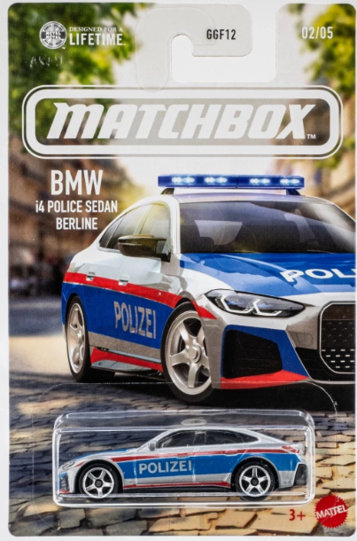 Matchbox 2026 European Cars Series 2/5, 2023 BMW i4 Police Sedan, silver