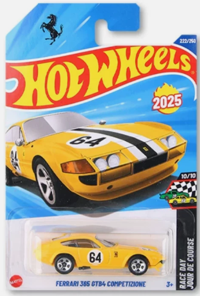 Hot Wheels 2025 #222/250 Ferrari 365 GTB4 Competizione, yellow