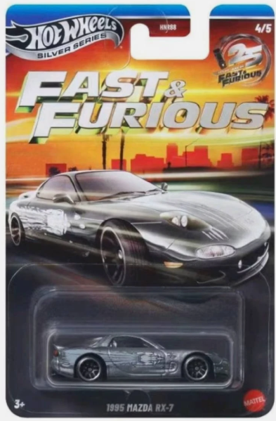 Hot Wheels 2026 Silver Series F&F Silver Anniversary 4/5, 1995 Mazda RX-7, silver