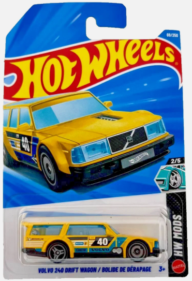 Hot Wheels 2026 #069/250, Volvo 240 Drift Wagon, yellow