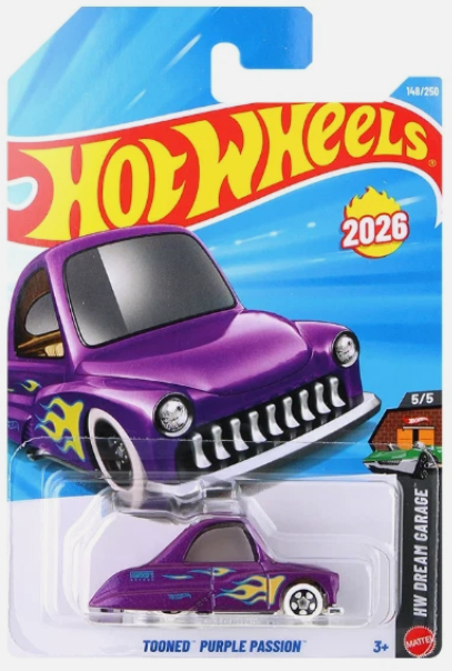 Hot Wheels 2026 #148/250, Tooned Purple Passion, purple