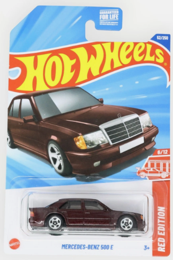 Hot Wheels 2025 #052/250, Mercedes-Benz 500 E, TARGET RED EDITION, metalflake maroon