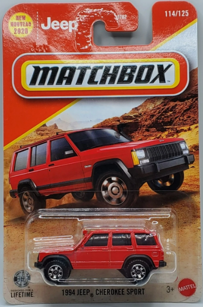 Matchbox 2026 #114/125, 1994 Jeep Cherokee Sport, red