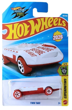 Hot Wheels 2026 #166/250, Twin Tags, white