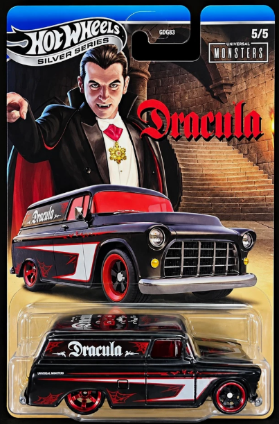 Hot Wheels 2026 Silver Series Monsters, Dracula '55 Chevy Panel, black