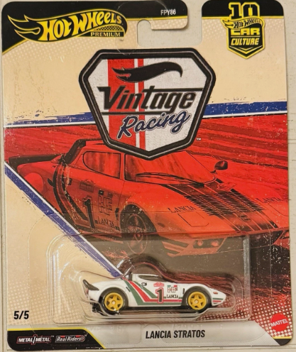 Hot Wheels 2026 Premium Vintage Racing 5/5, Lancia Stratos, white