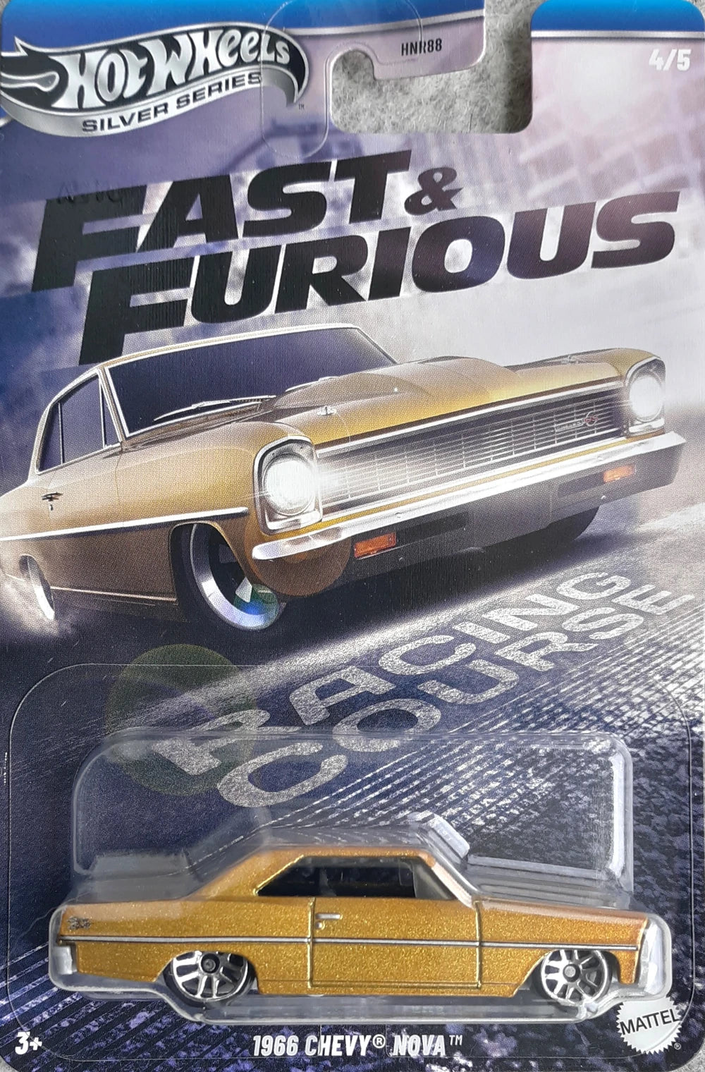 Hot Wheels 2025 Fast & Furious: Racing Course 4/5, 1966 Chevy Nova, metalflake champagne