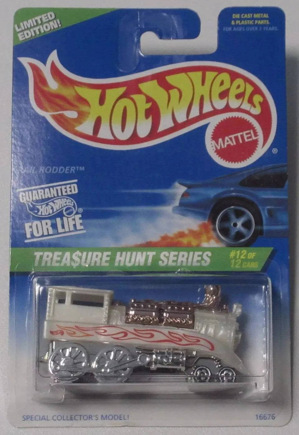 Hot Wheels 1997 Treasure Hunt Series #12/12 Rail Rodder, white