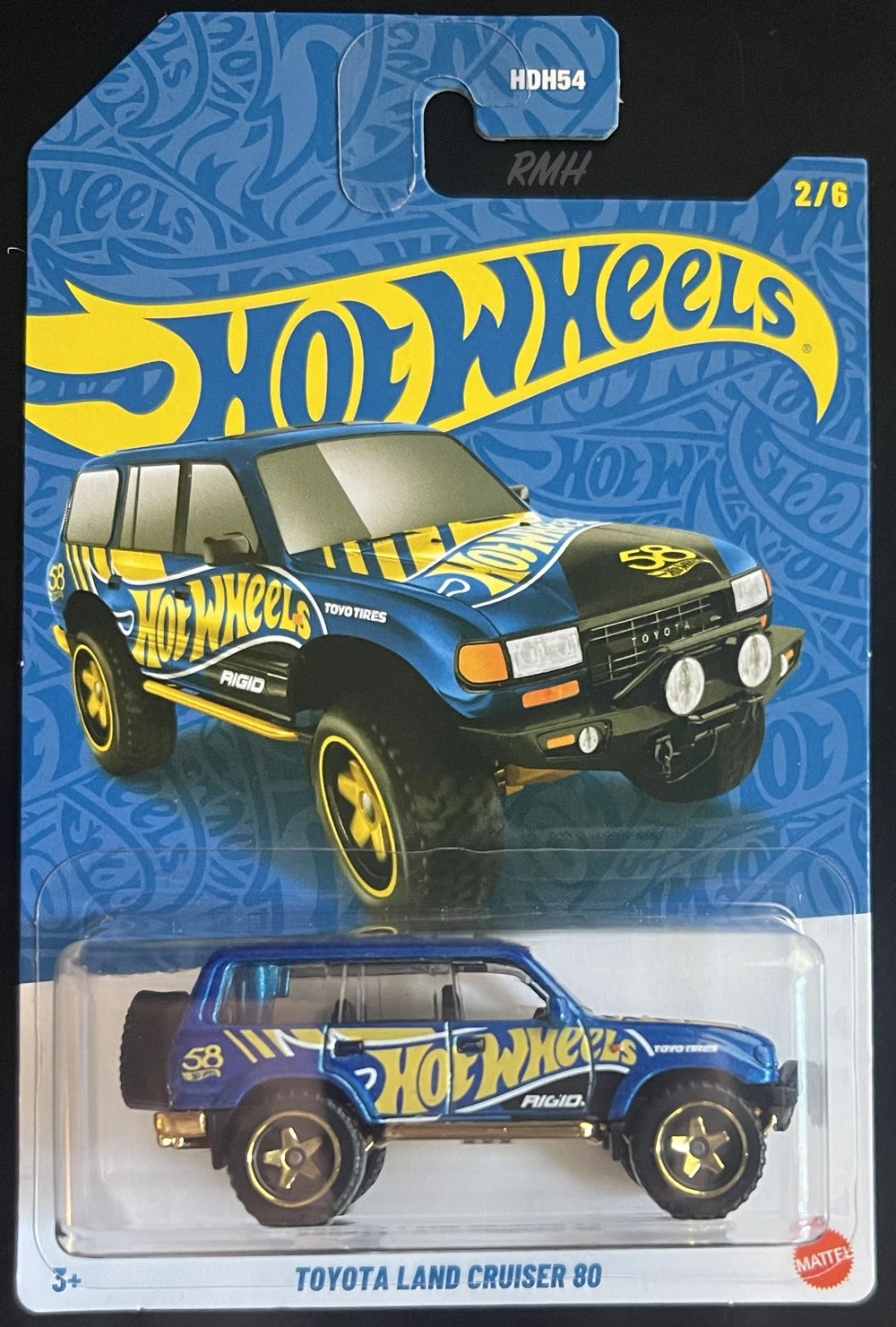 Hot Wheels 2026 58th Anniversary Mix 2 2/6, Toyota Land Cruiser 80, blue and gold