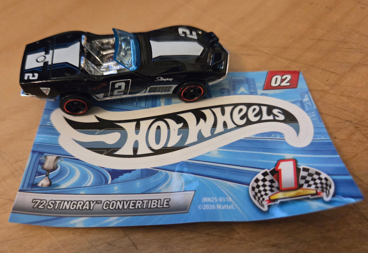 Hot Wheels 2027 Mystery Models (Series 1) 2/10, '72 Stingray Convertible, NEW/LOOSE, black