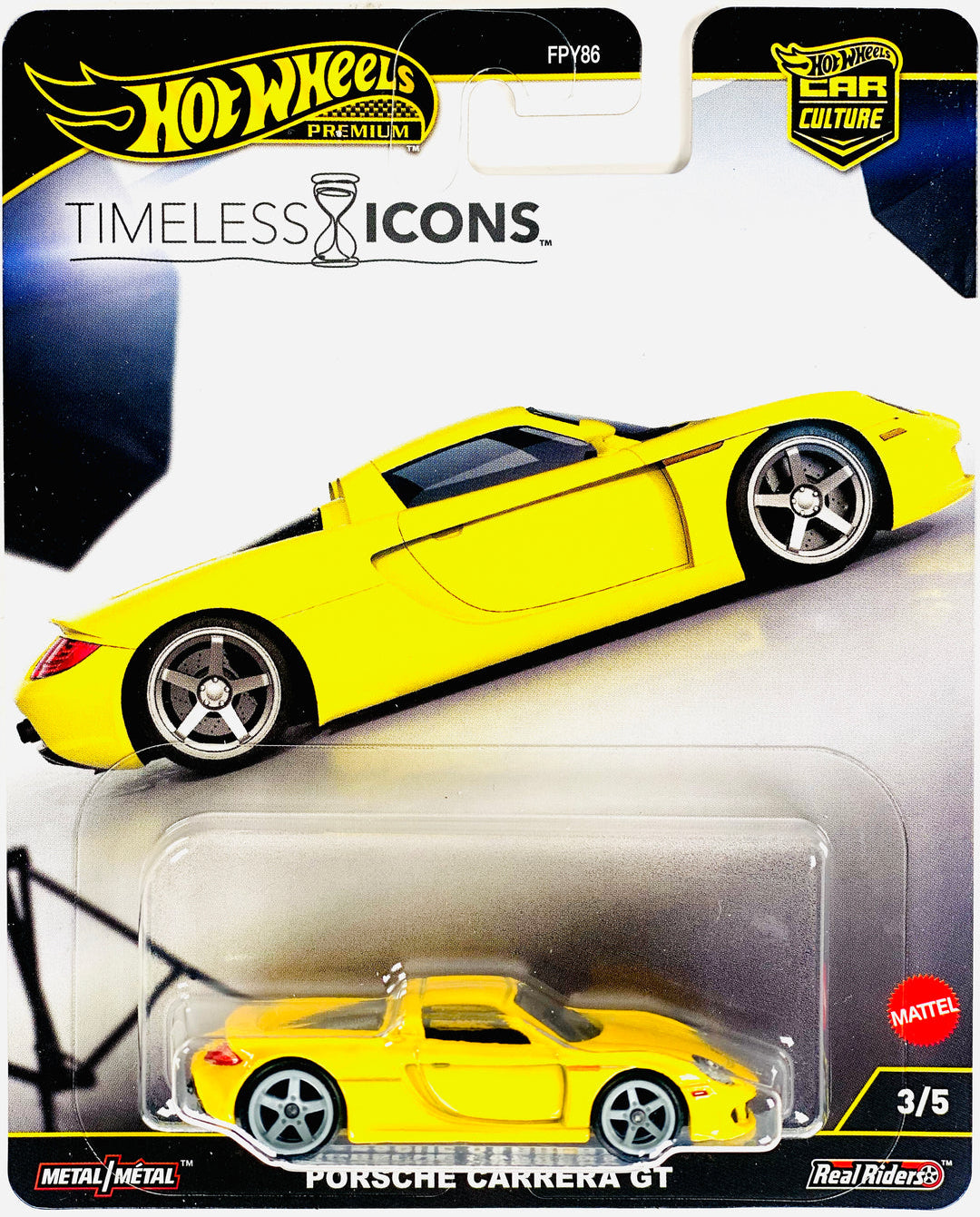Hot Wheels 2025 Premium Timeless Icons 3/5, Porsche Carrera GT, yellow