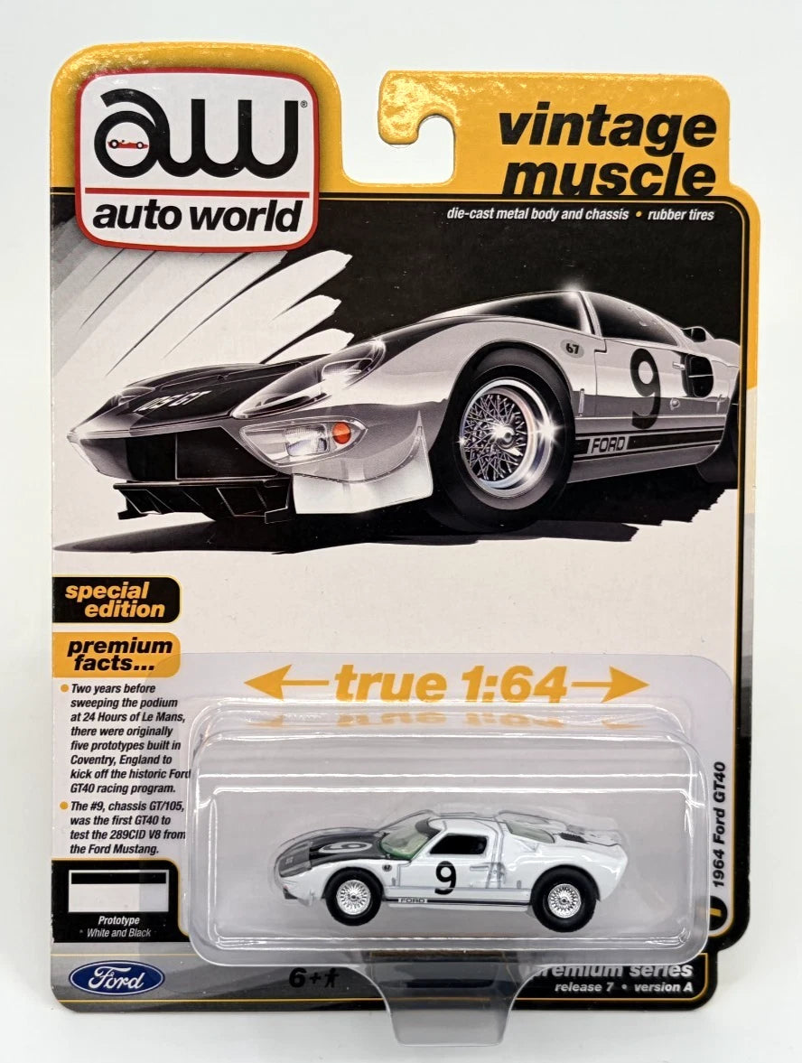 Auto World, 1964 Ford GT40, white and black