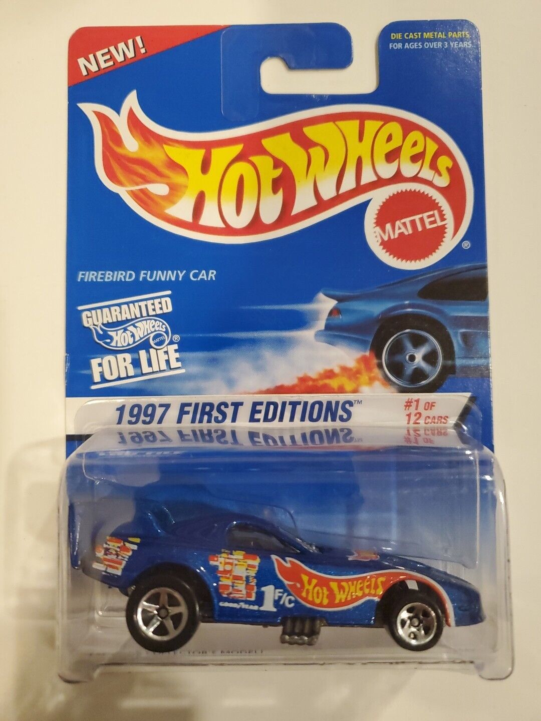 Hot Wheels 1997 First Editions #1/12 Firebird Funny Car, HW racing blue