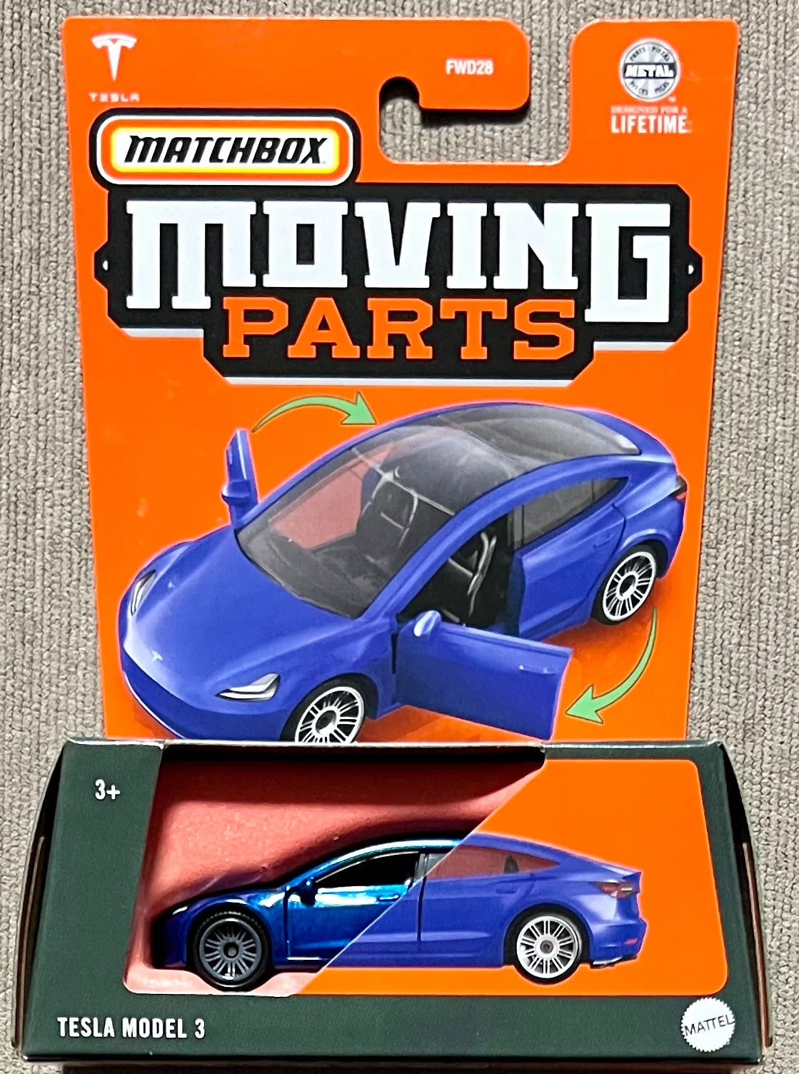 Matchbox 2024 Moving Parts Tesla Model 3, blue