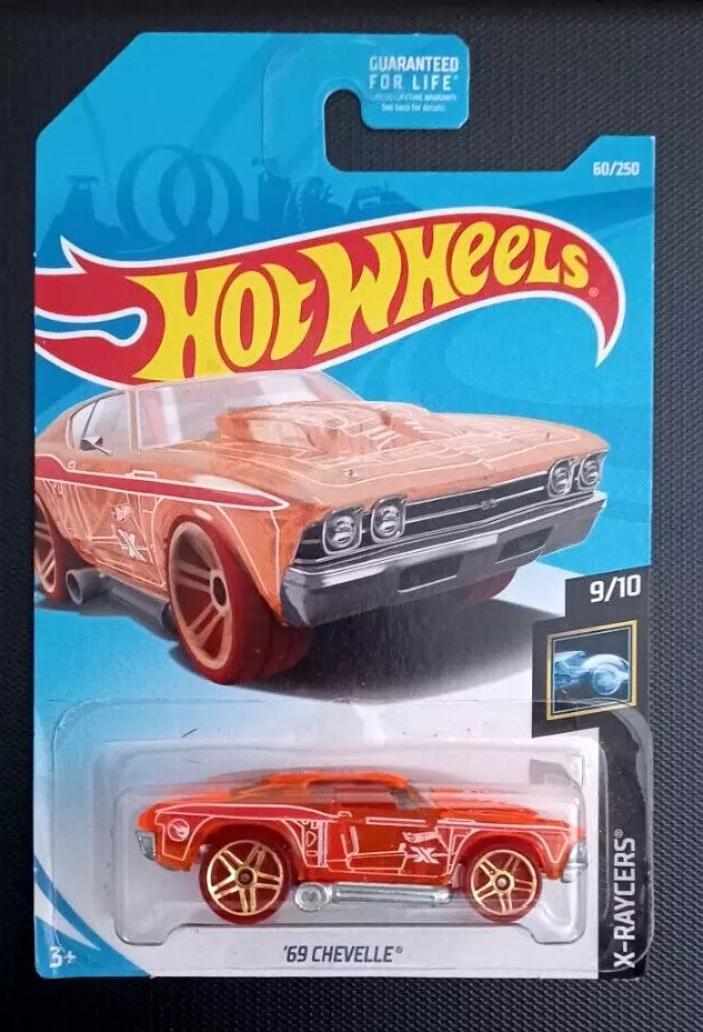 Hot Wheels 2019 #060/250 '69 Chevelle, TREASURE HUNT, clear orange