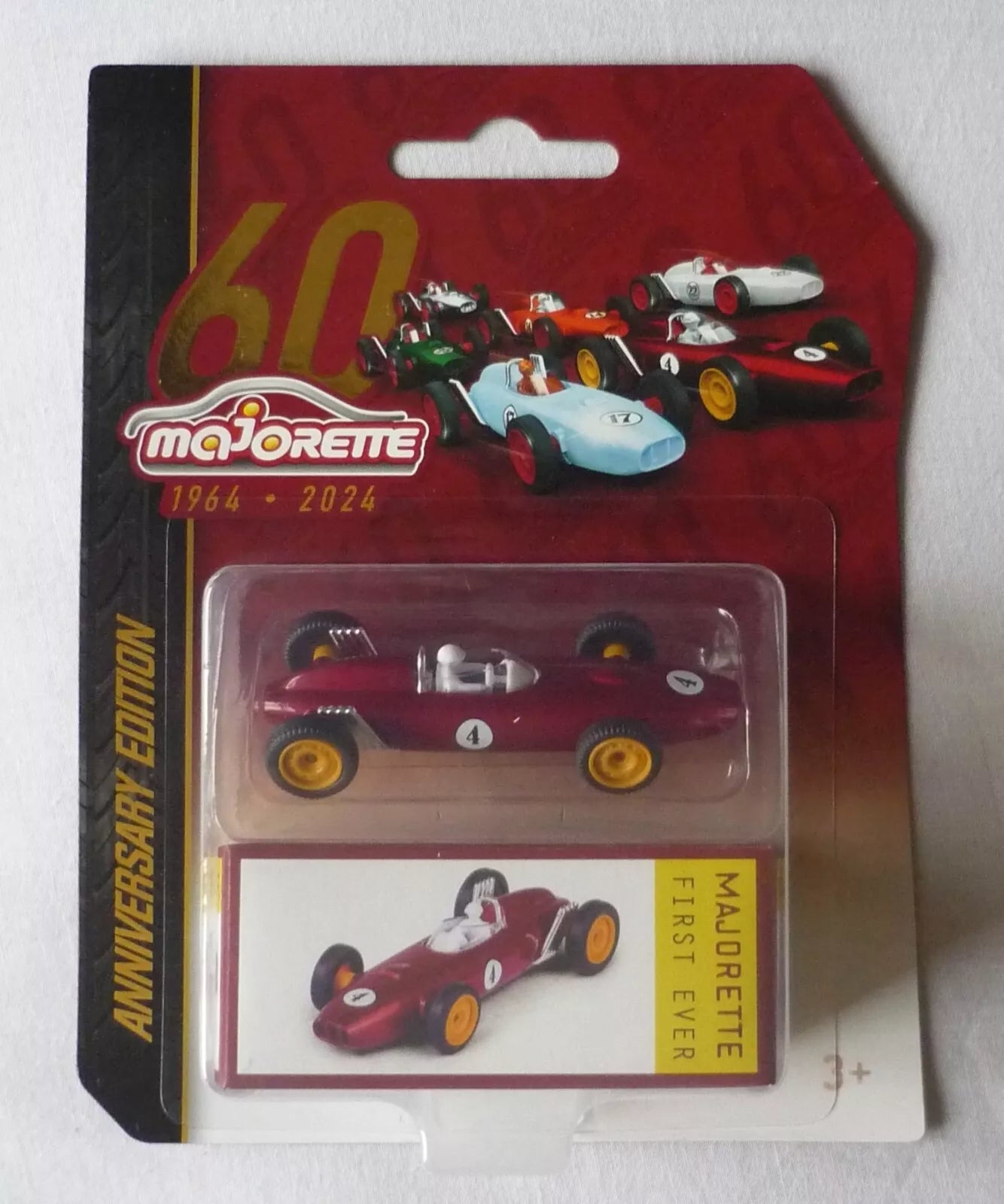 Majorette 60th Anniversary "First Ever" Race Car, dark red