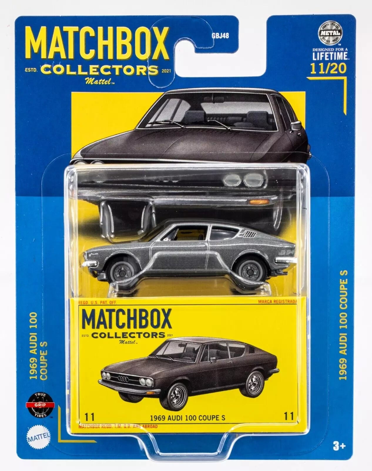 Matchbox Collectors 1969 Audi 100 Coupe S, metallic grey