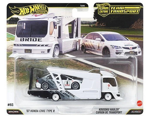 Hot Wheels 2026 Team Transport #93, '07 Honda Civic Type R & Kousoku Hauler, white