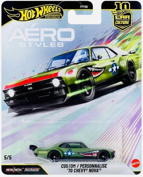Hot Wheels 2026 Premium Aero Styles 5/5, Custom '70 Chevy Nova, matte olive