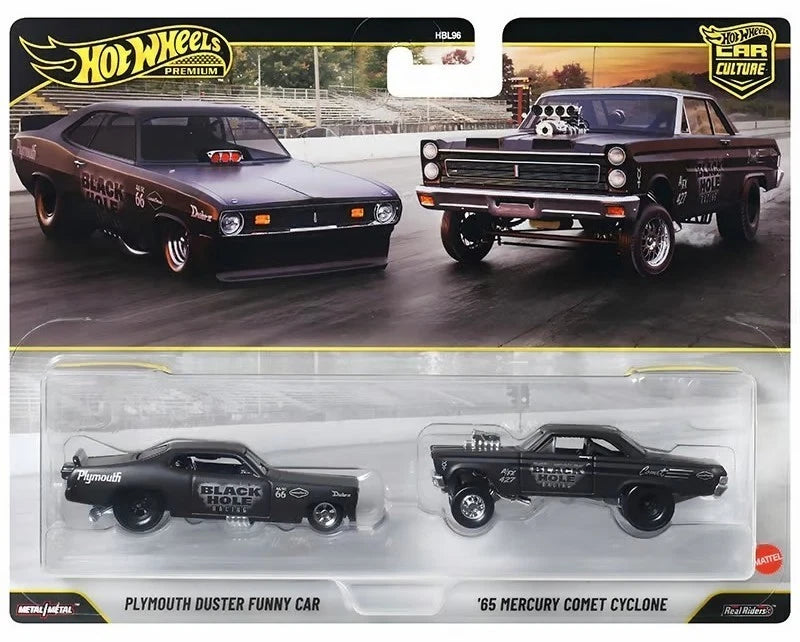 Hot Wheels 2026 Premium 2-Pack, Plymouth Duster Funny Car & '65 Mercury Comet Cyclone