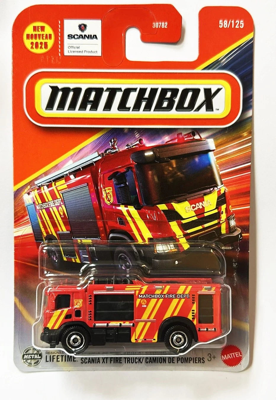 Matchbox 2025 #058/125 Scania XT Fire Truck, red