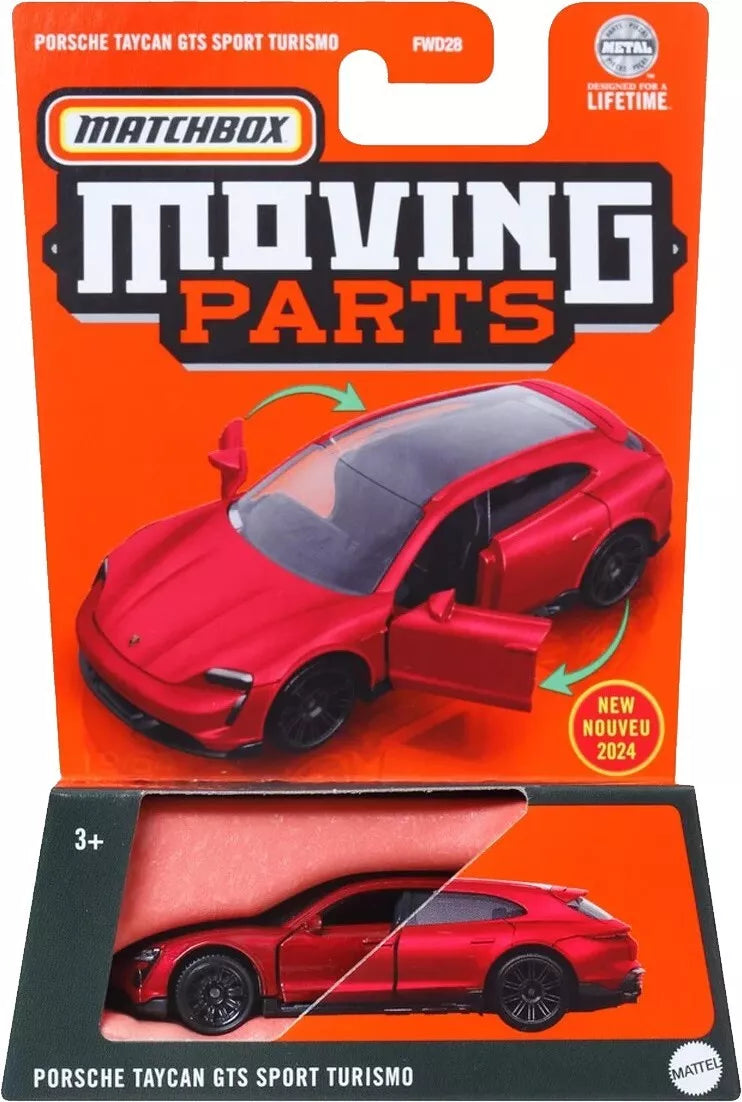 Matchbox 2024 Moving Parts Porsche Taycan GTS Sport Turismo, red
