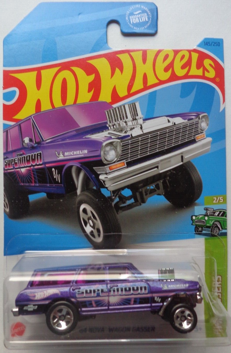 Hot Wheels 2023 #145/250 '64 Nova Wagon Gasser, metallic purple