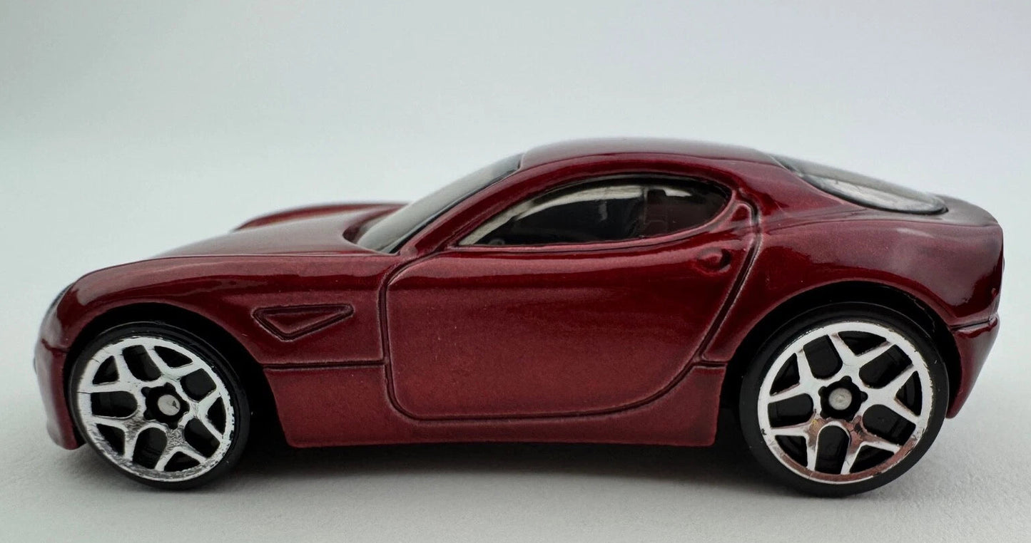 Hot Wheels 2022 #156/250, Alfa Romeo 8C Competizione, NEW/LOOSE, metalflake wine red