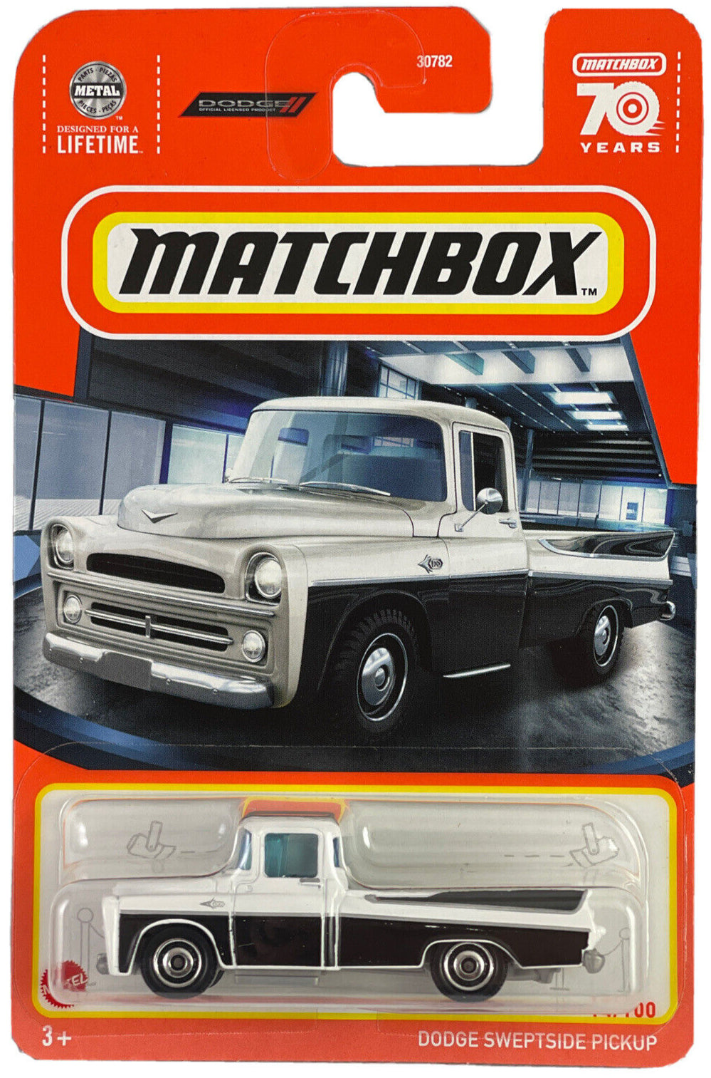 Matchbox 2023 #014/100 2018 Dodge Sweptside Pickup, black/white