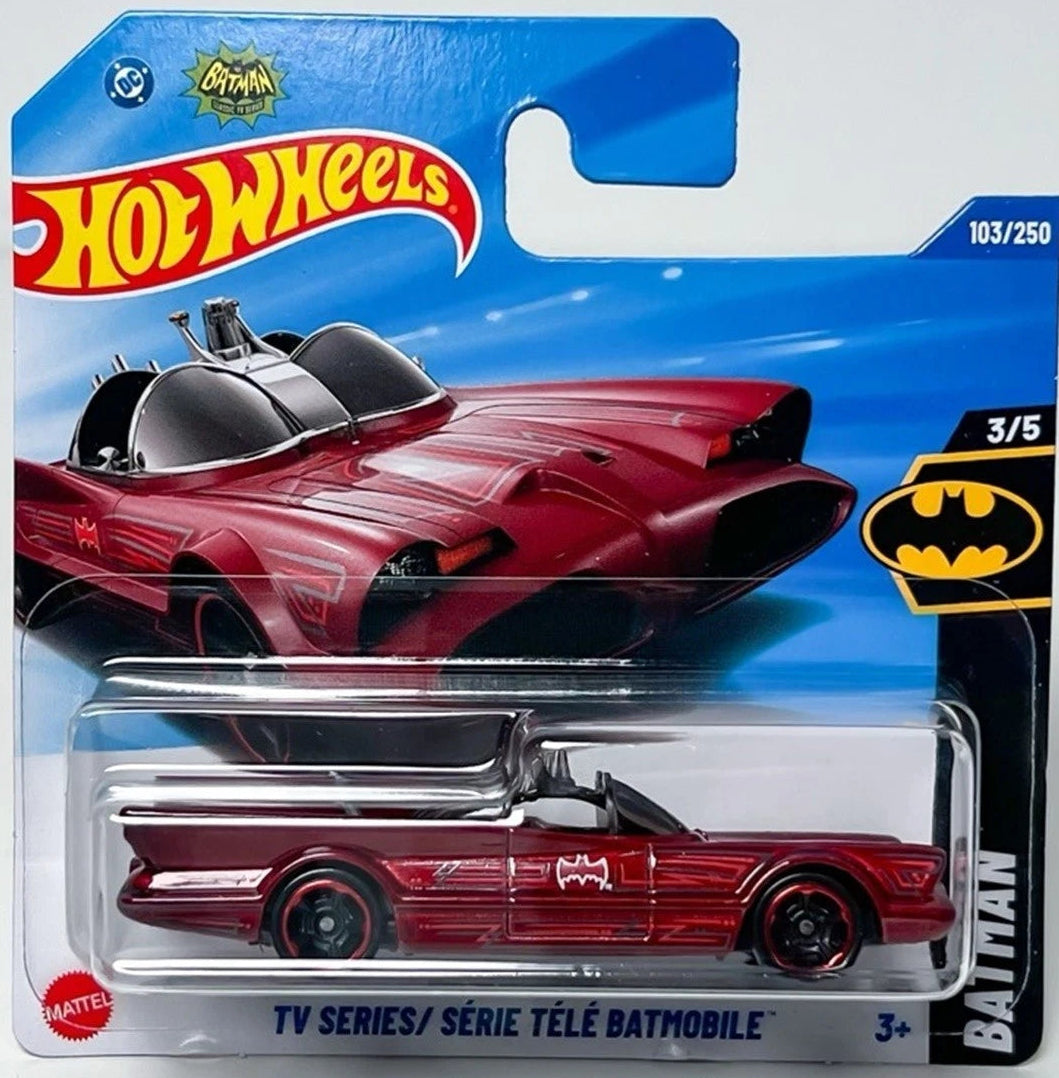 Hot Wheels 2025 #103/250 TV Series Batmobile, SHORT CARD, dark red