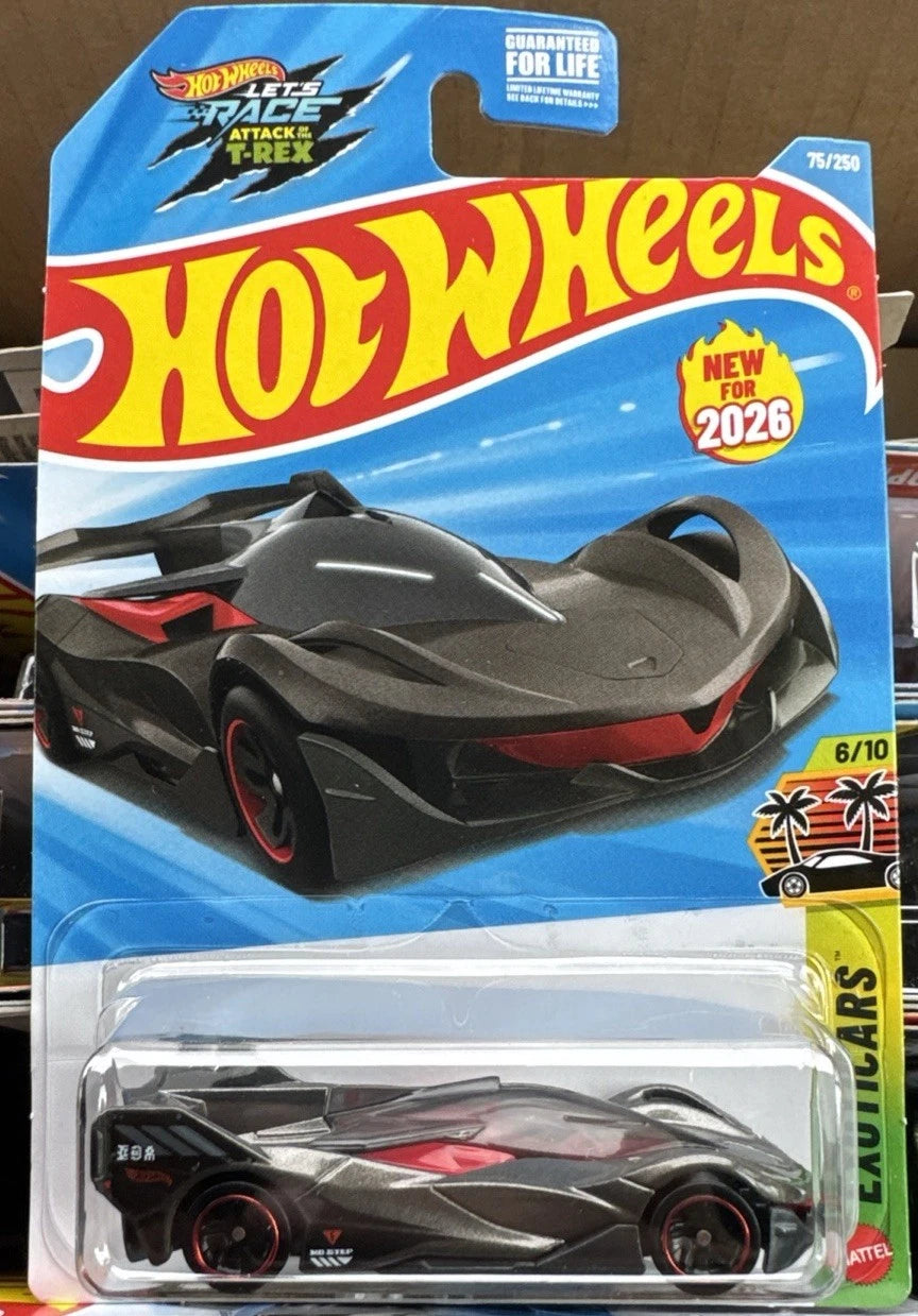 Hot Wheels 2026 #075/250, X-cceleron, metalflake grey
