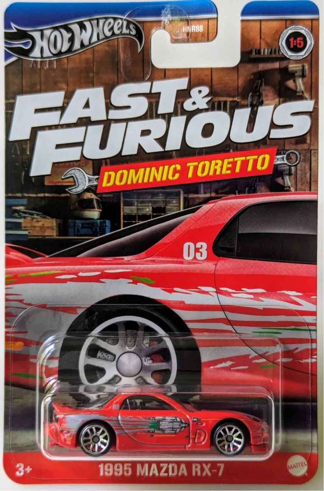 Hot Wheels 2024 Fast & Furious: Dominic Toretto 1/5, 1995 Mazda RX-7, red