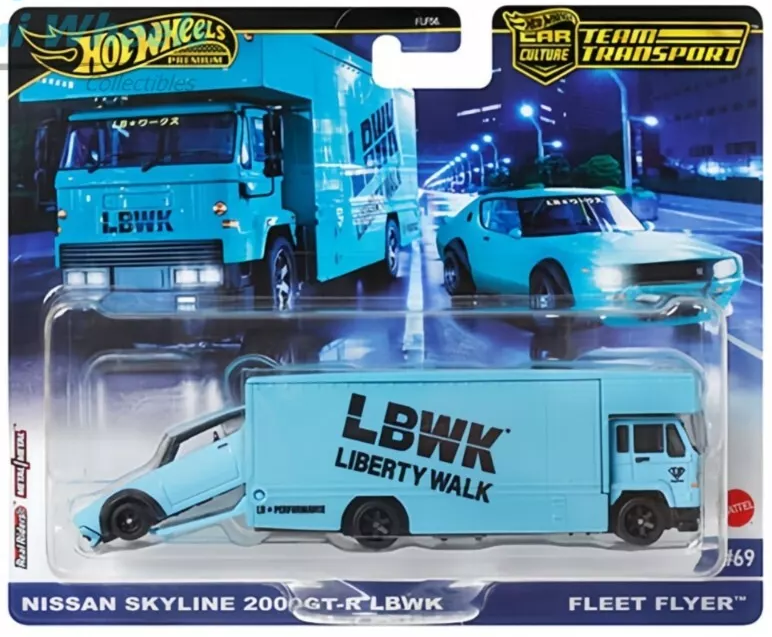 Hot Wheels Car Culture Team Transport #69 Nissan Skyline 2000GT-R LBWK & Fleet Flyer