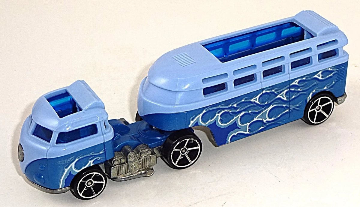 Hot Wheels Track Stars, Custom Volkswagen Hauler Truck & Trailer, NEW/LOOSE, blue/light blue