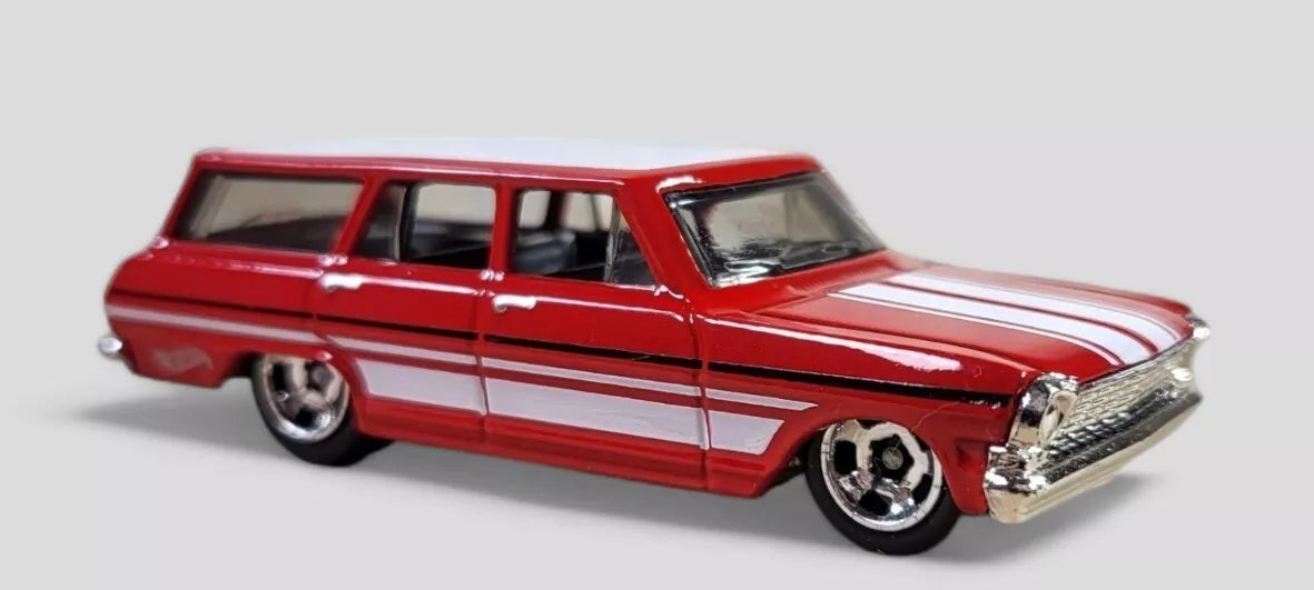 Hot Wheels 2023 #222/250 '64 Chevy Nova Wagon, NEW/LOOSE, red