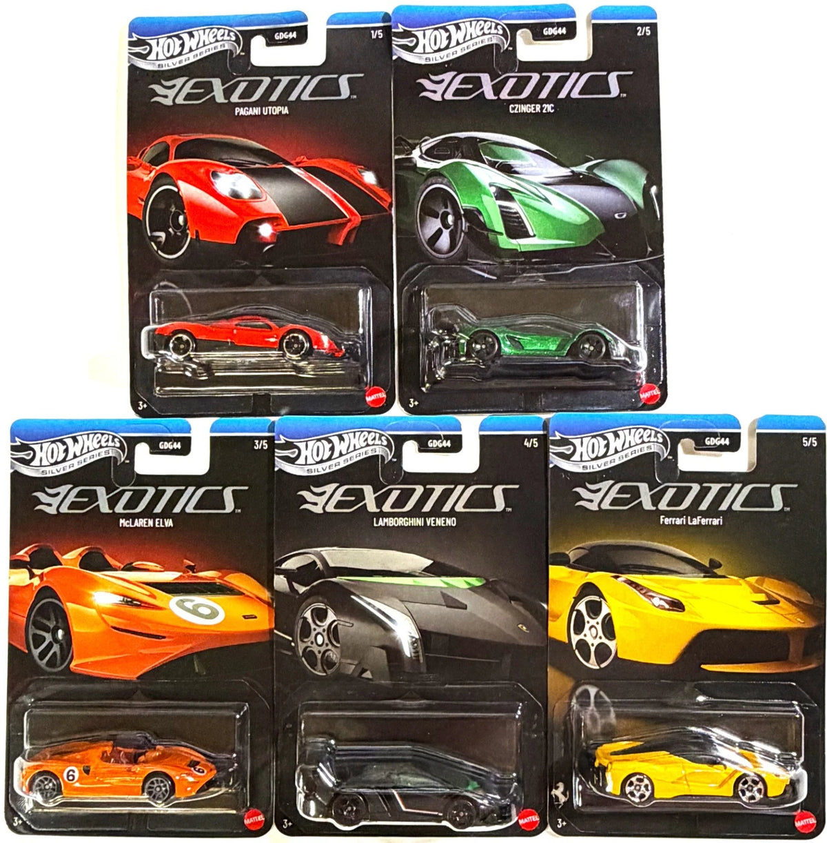 Hot Wheels 2026 Silver Series Exotics Full Set, 5 cars
