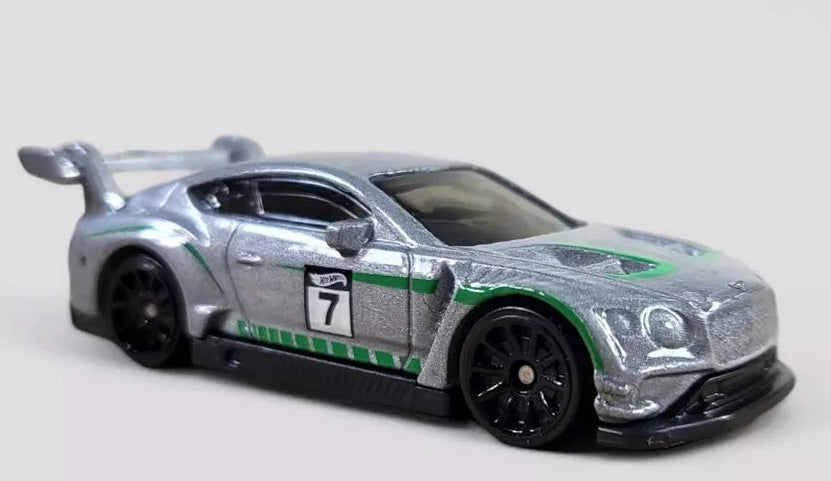 Hot Wheels 2023 #044/250 2018 Bentley Continental GT3, NEW/LOOSE, metalflake silver