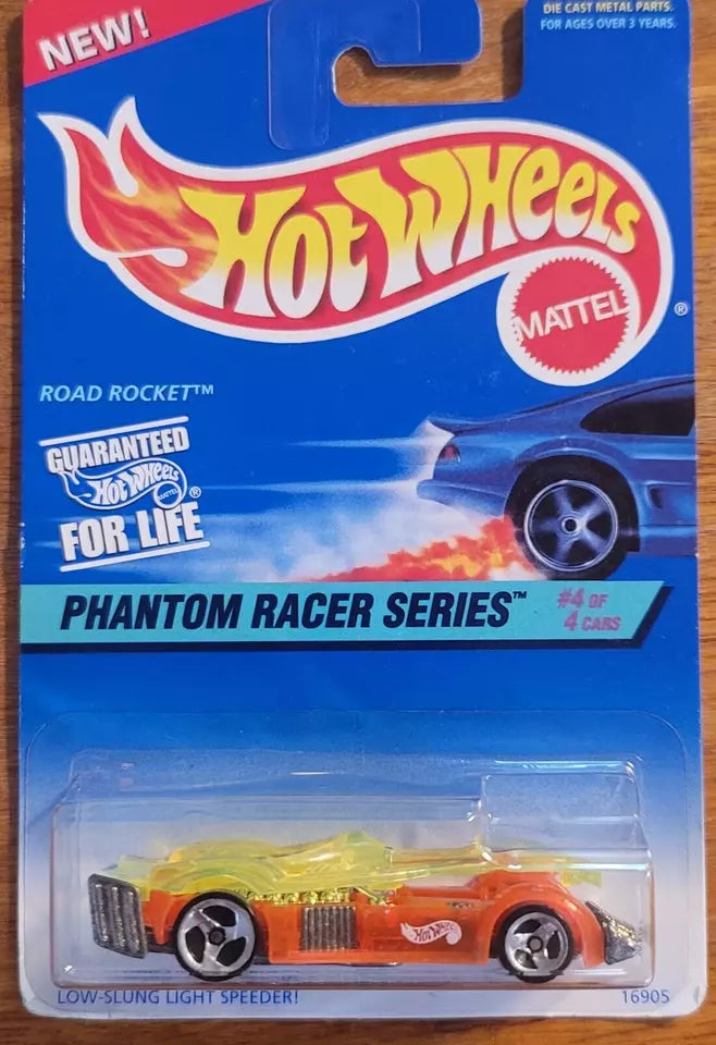 Hot Wheels 1997 Phantom Racer Series #4/4 Road Rocket, clear orange