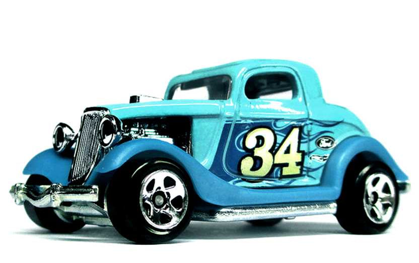 Hot Wheels 2013 #189/250 3-Window '34, NEW/LOOSE, turquoise