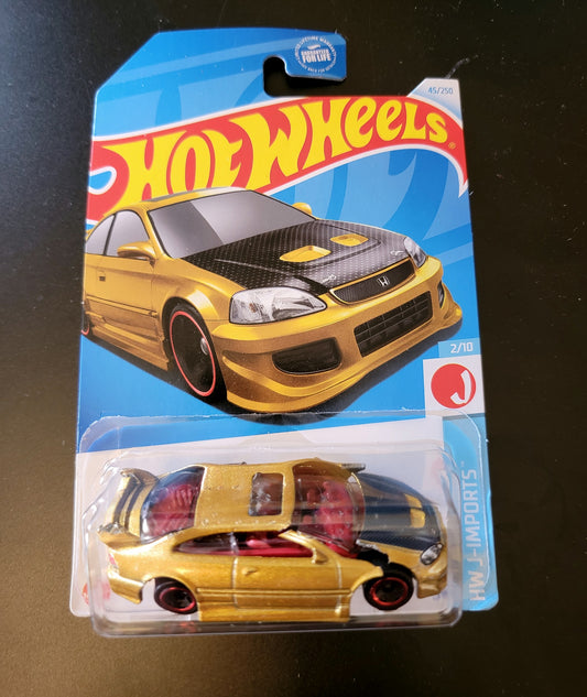ID Custom #2 - Hot Wheels 2024 Honda Civic Si, metalflake gold (CUSTOMIZED)