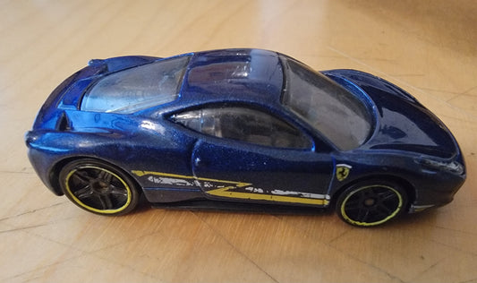 Hot Wheels 2014 #035/250 Ferrari 458, PREOWNED/LOOSE, blue