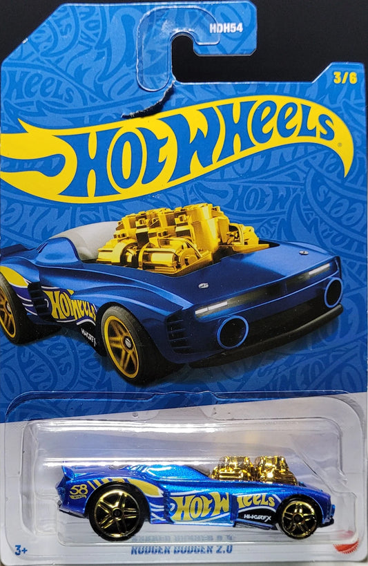 Hot Wheels 2026 58th Anniversary Mix 2 3/6, Rodger Dodger 2.0, blue and gold