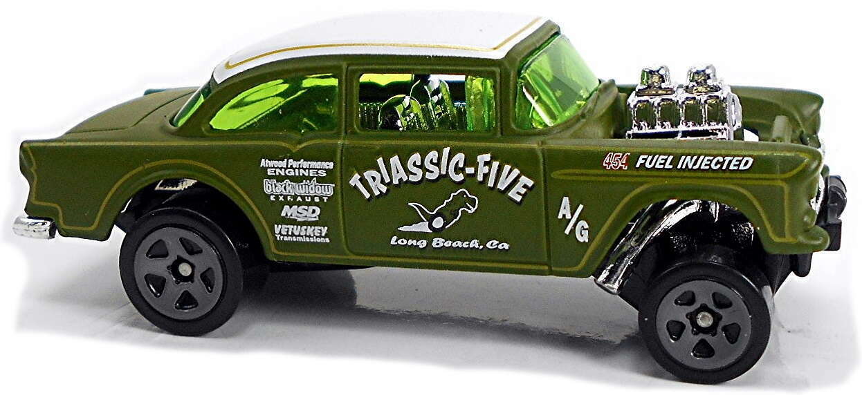 Hot Wheels 2022 #043/250 '55 Chevy Bel Air Gasser, NEW/LOOSE, matte olive