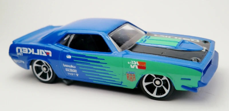 Hot Wheels 2013 #247/250 '70 Plymouth AAR Cuda, NEW/LOOSE, blue Falken livery