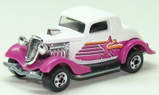 Hot Wheels 1993 #196 3-Window '34, NEW/LOOSE, white & purple