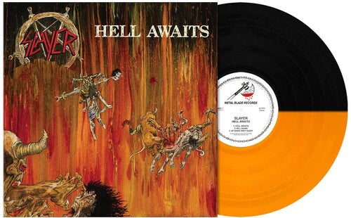 Slayer - Hell Awaits, LP, 12" orange/black split vinyl, Metal Blade Records – 3984-15787-1