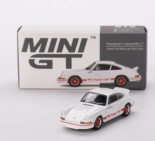 Mini GT #612 Porsche 911 Carrera RS 2.7, NEW/LOOSE, Grand Prix white with red livery