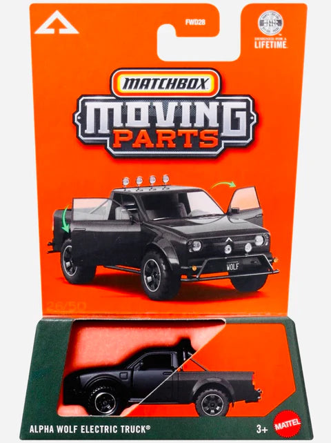 Matchbox 2026 Moving Parts 26/50, Alpha Wolf Electric Truck, matte black